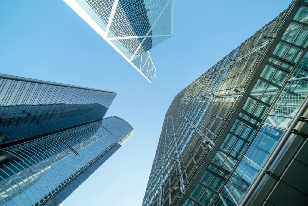 Angled shot of buildings