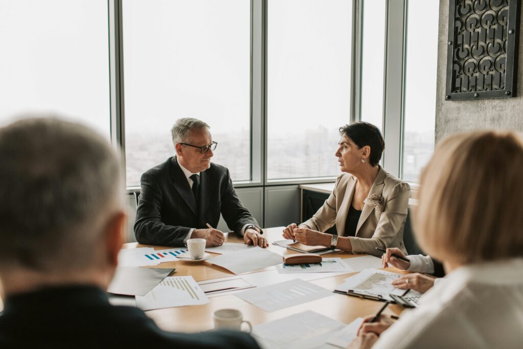 Colleagues having a meeting