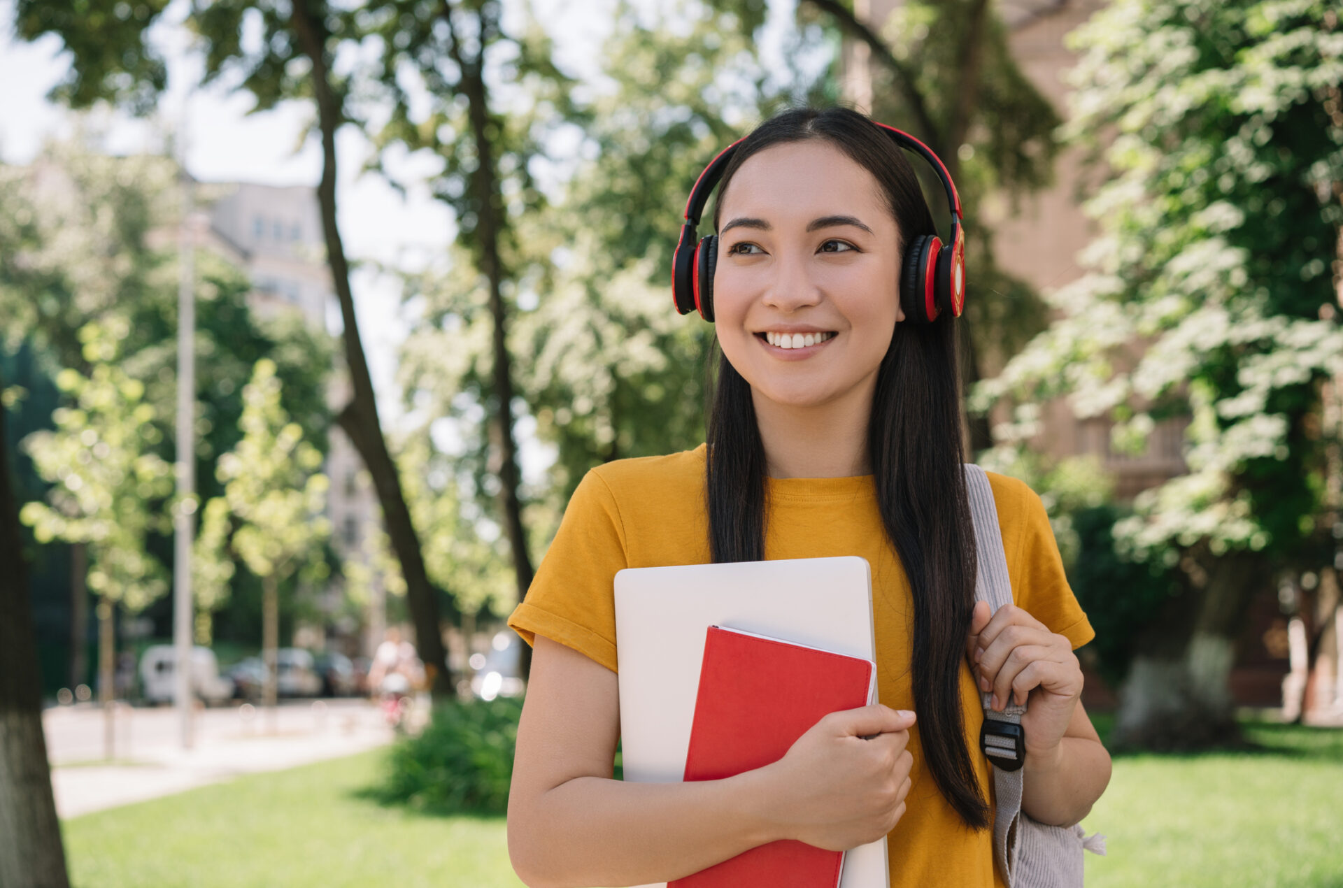 Student smiling at campus