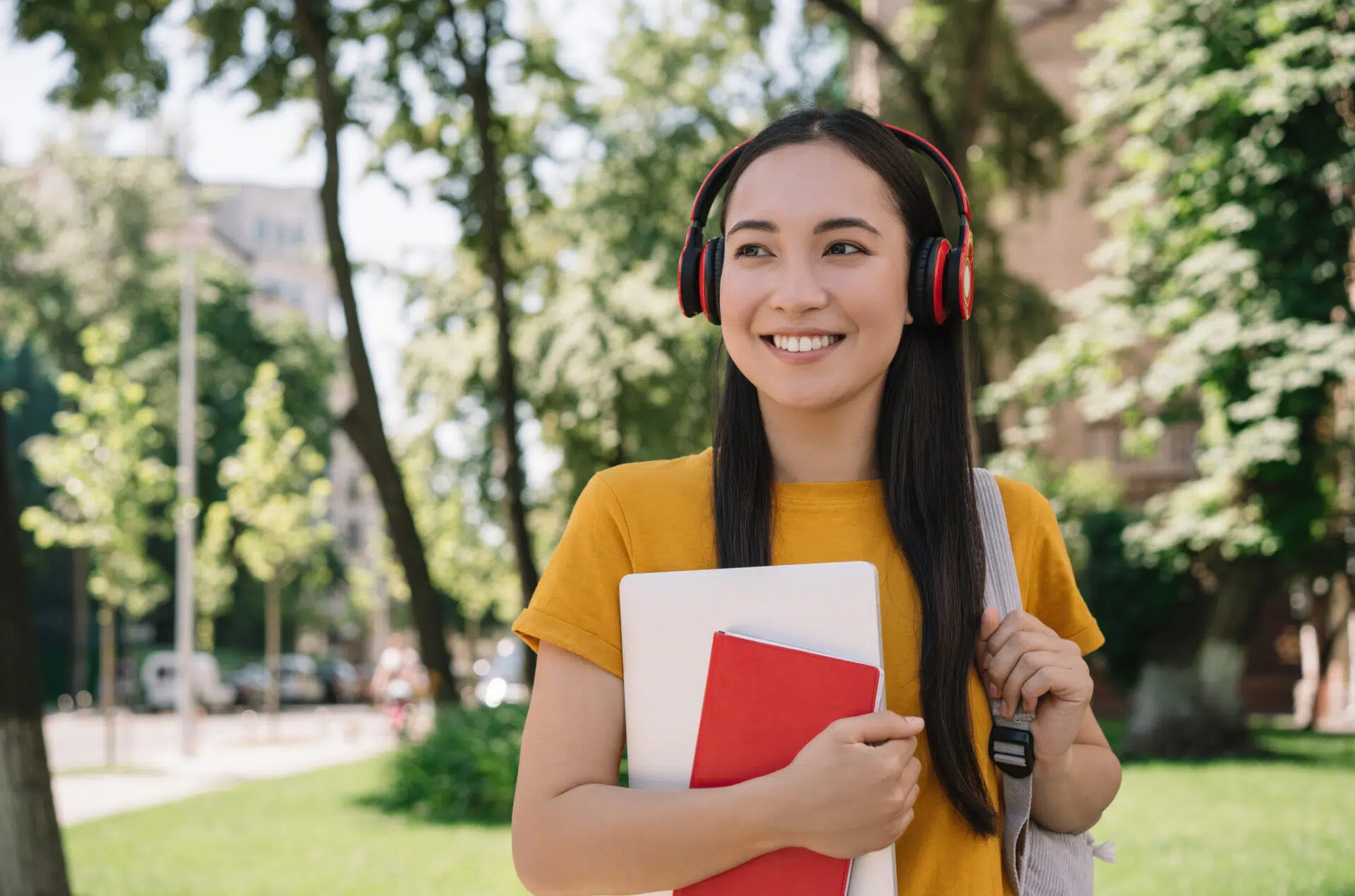 Student smiling at campus