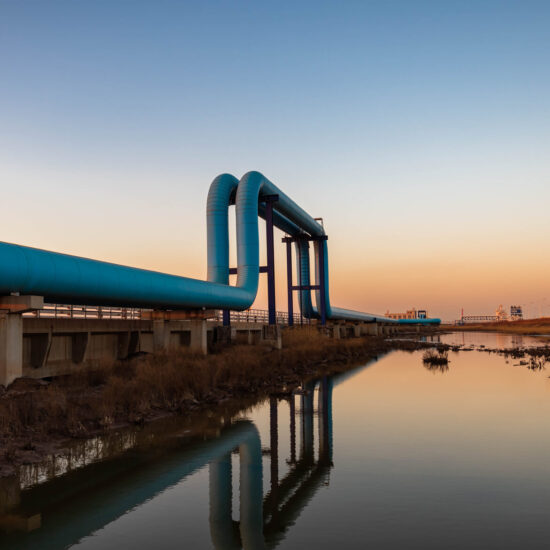Oil pipeline in the sunset
