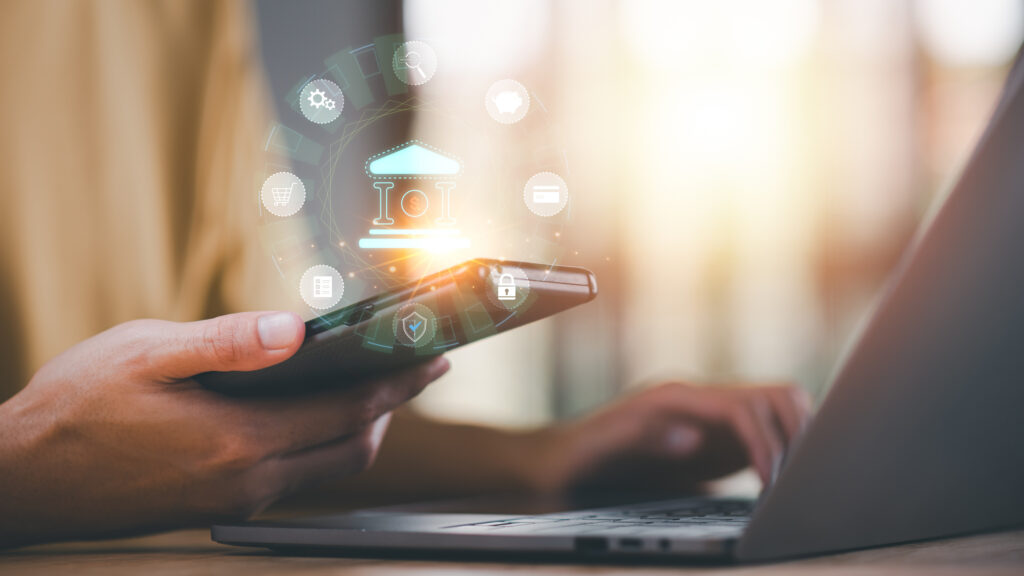 Online payment concept with credit card, online banking service, internet payment, Money transfer and service fee payment, financial transactions with application, e-commerce, Online shopping