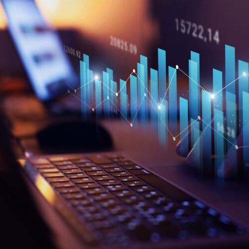 Growth Graphic investment fund growth in business and finance, growing graphs and charts with statistics and digits