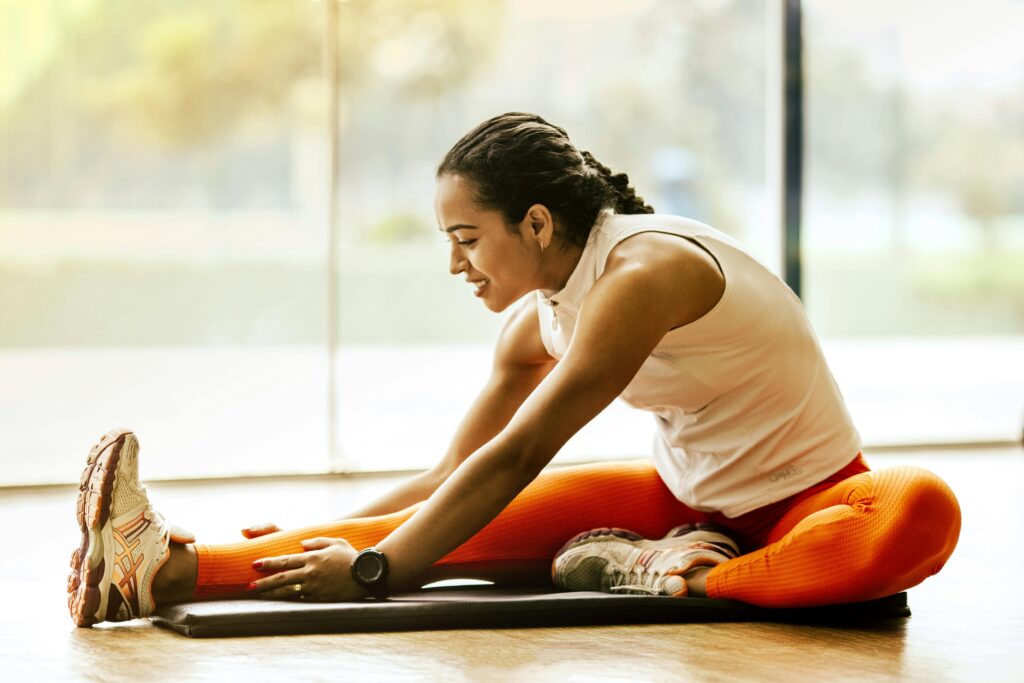 A women warming up